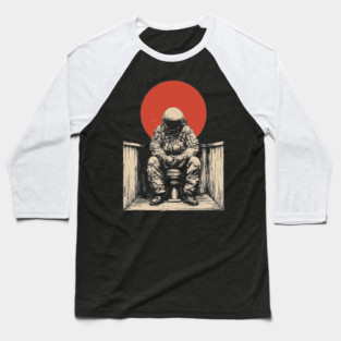 Cosmic Contemplation Astronaut on Toilet Baseball T-Shirt