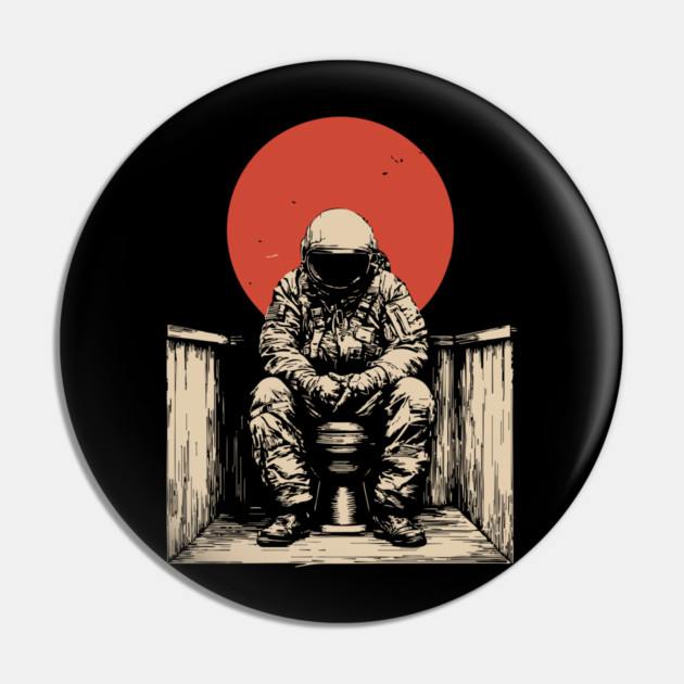 Cosmic Contemplation Astronaut on Toilet Pin by TuncGK