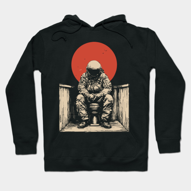 Cosmic Contemplation Astronaut on Toilet Hoodie by TuncGK