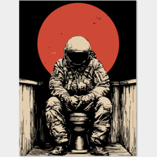 Cosmic Contemplation Astronaut on Toilet Posters and Art