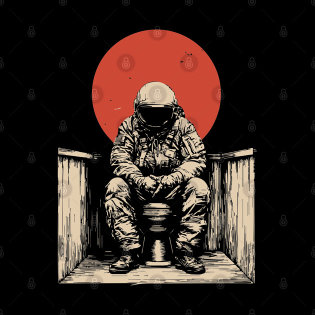 Cosmic Contemplation Astronaut on Toilet by TuncGK