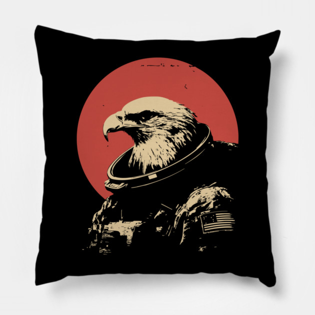 Patriotic Space Eagle Astronaut Pillow by TuncGK