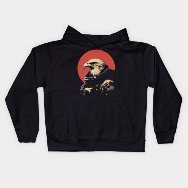 Patriotic Space Eagle Astronaut Kids Hoodie by TuncGK