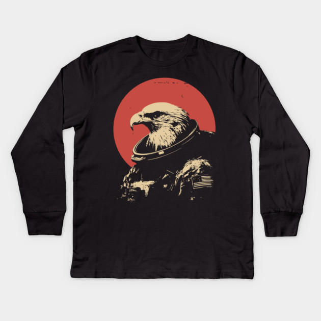 Patriotic Space Eagle Astronaut Kids Long Sleeve T-Shirt by TuncGK