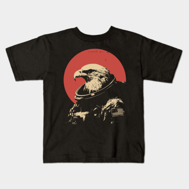 Patriotic Space Eagle Astronaut Kids T-Shirt by TuncGK