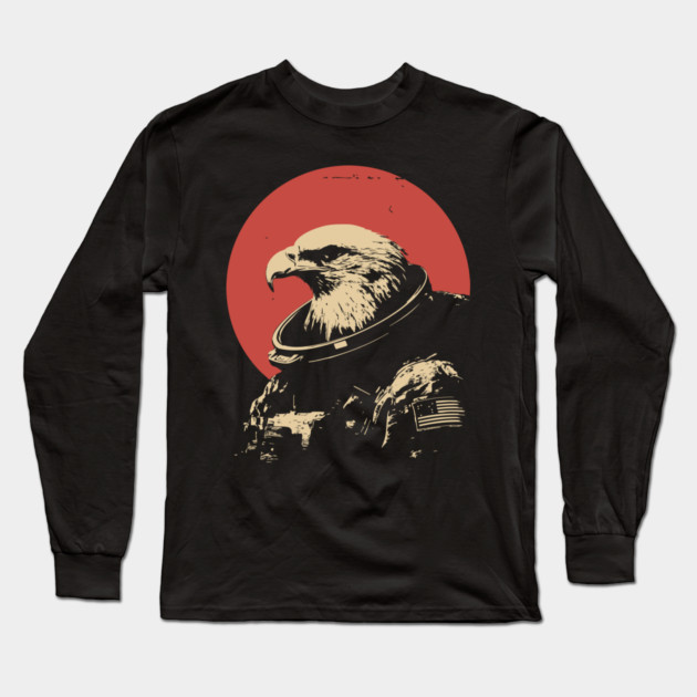Patriotic Space Eagle Astronaut Long Sleeve T-Shirt by TuncGK