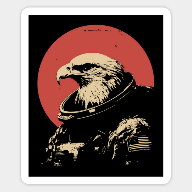 Patriotic Space Eagle Astronaut Magnet by TuncGK