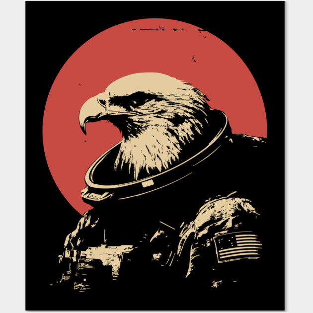Patriotic Space Eagle Astronaut Wall Art by TuncGK