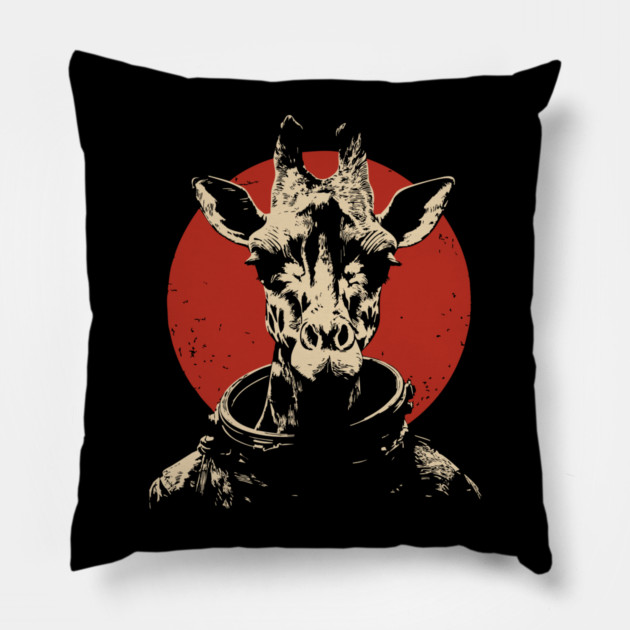 High Orbit Giraffe Astronaut Pillow by TuncGK