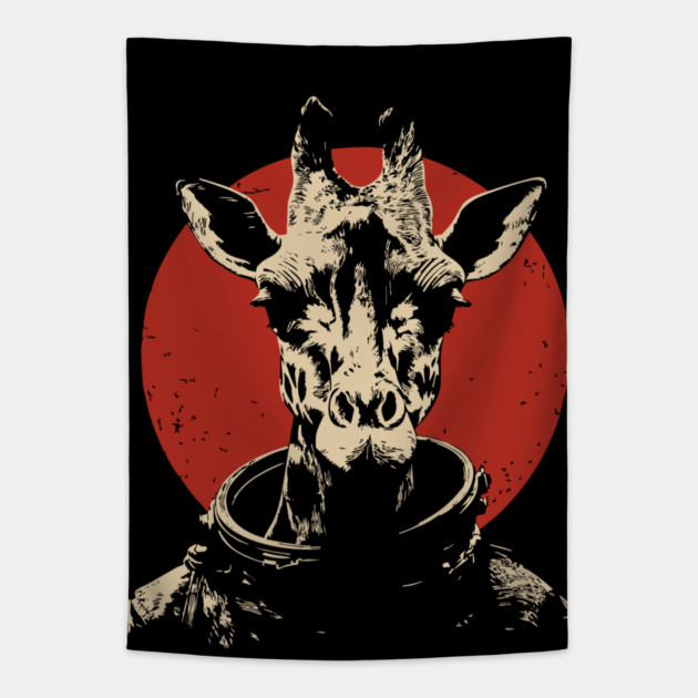High Orbit Giraffe Astronaut Tapestry by TuncGK