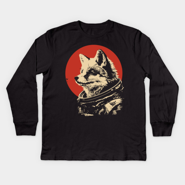 Sly Fox Astronaut in Space Kids Long Sleeve T-Shirt by TuncGK