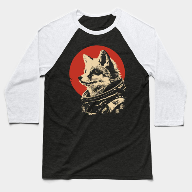 Sly Fox Astronaut in Space Baseball T-Shirt by TuncGK