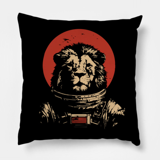 King of the Cosmos Lion Astronaut Pillow by TuncGK