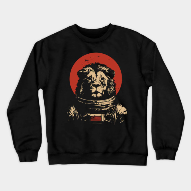 King of the Cosmos Lion Astronaut Crewneck Sweatshirt by TuncGK