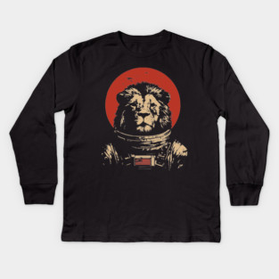 King of the Cosmos Lion Astronaut Kids Long Sleeve T-Shirt