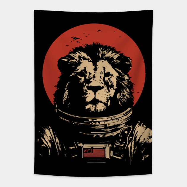 King of the Cosmos Lion Astronaut Tapestry by TuncGK