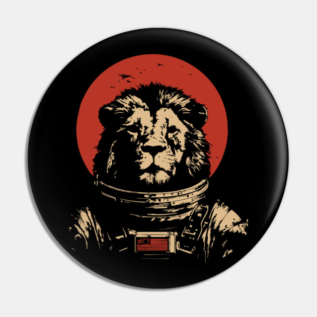 King of the Cosmos Lion Astronaut Pin by TuncGK
