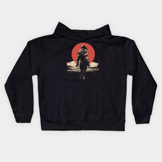Cosmic Cowboy Astronaut Horse Rider Kids Hoodie by TuncGK