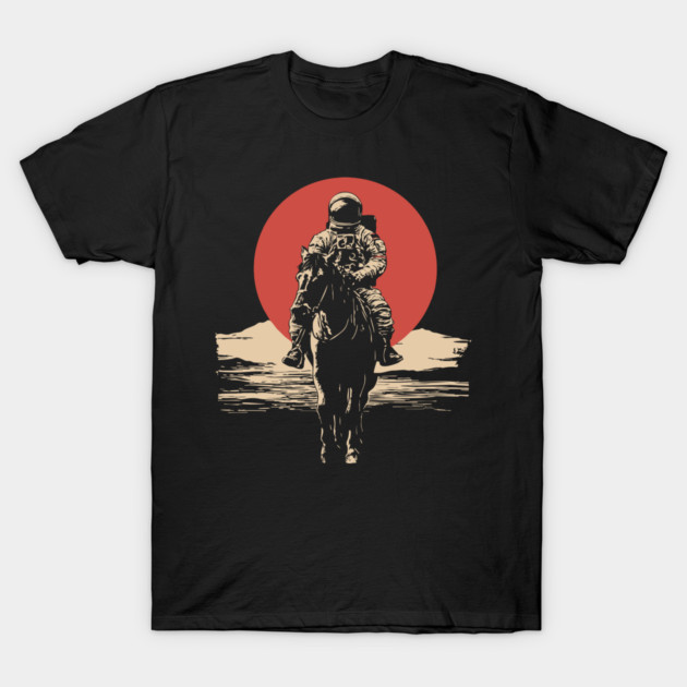 Cosmic Cowboy Astronaut Horse Rider T-Shirt by TuncGK