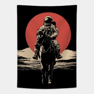Cosmic Cowboy Astronaut Horse Rider Tapestry