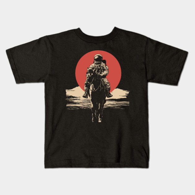 Cosmic Cowboy Astronaut Horse Rider Kids T-Shirt by TuncGK