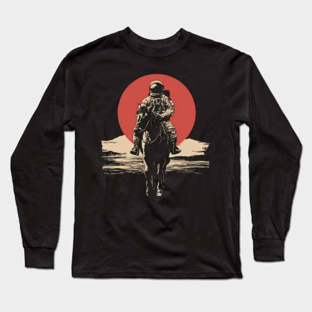 Cosmic Cowboy Astronaut Horse Rider Long Sleeve T-Shirt by TuncGK