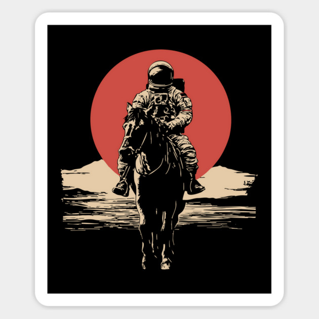 Cosmic Cowboy Astronaut Horse Rider Magnet by TuncGK