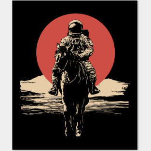 Cosmic Cowboy Astronaut Horse Rider Posters and Art