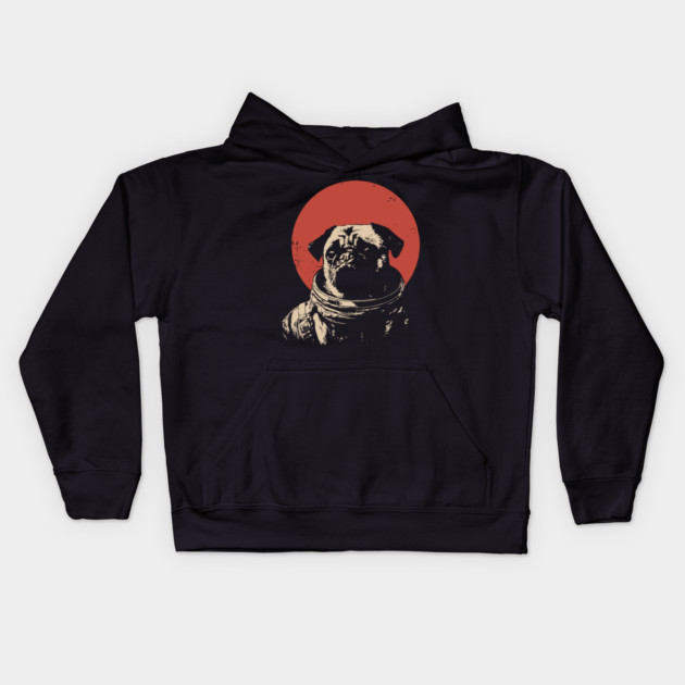 Cosmic Wrinkles Pug Astronaut Kids Hoodie by TuncGK