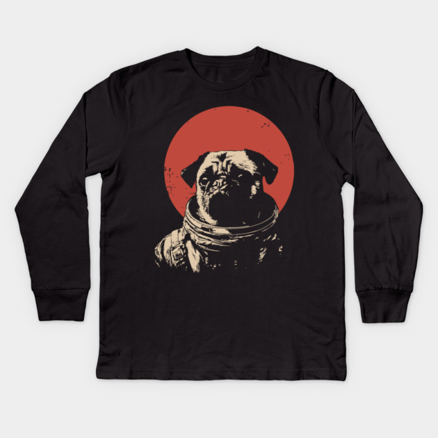 Cosmic Wrinkles Pug Astronaut Kids Long Sleeve T-Shirt by TuncGK