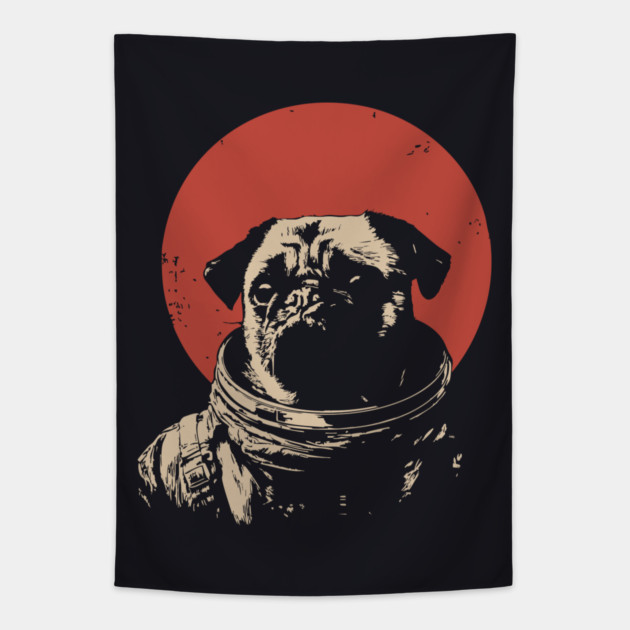 Cosmic Wrinkles Pug Astronaut Tapestry by TuncGK