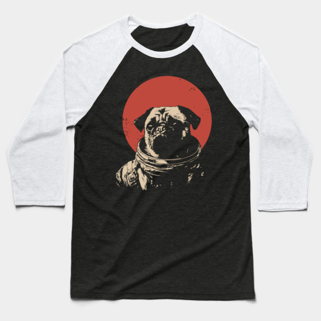 Cosmic Wrinkles Pug Astronaut Baseball T-Shirt by TuncGK