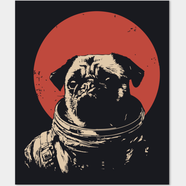 Cosmic Wrinkles Pug Astronaut Wall Art by TuncGK
