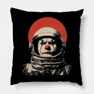 Creepy Cosmic Clown Astronaut Pillow