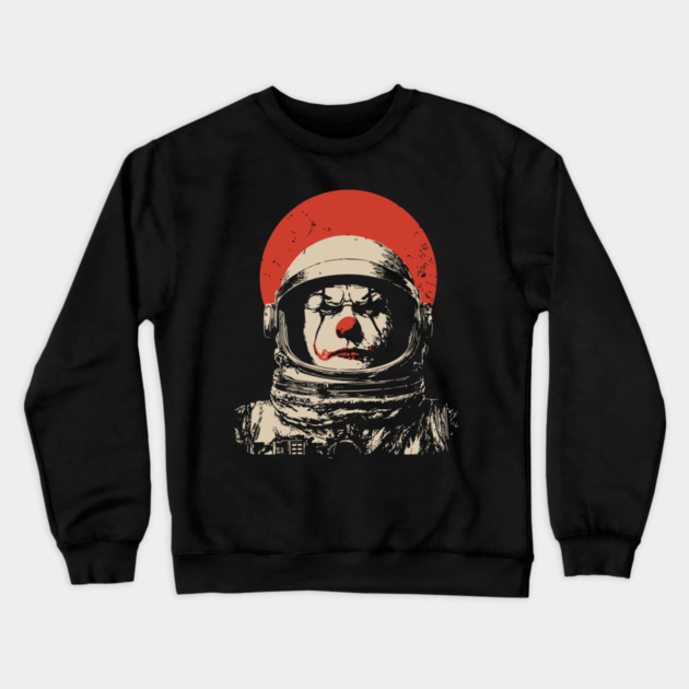 Creepy Cosmic Clown Astronaut Crewneck Sweatshirt by TuncGK