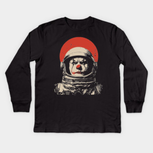 Creepy Cosmic Clown Astronaut Kids Long Sleeve T-Shirt