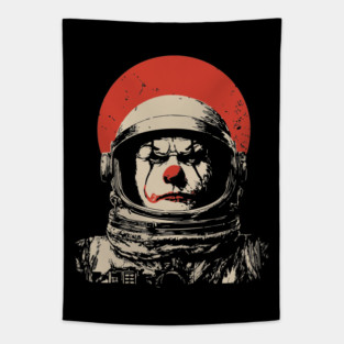 Creepy Cosmic Clown Astronaut Tapestry