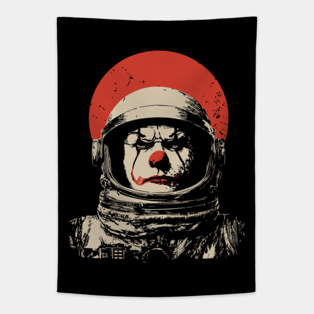Creepy Cosmic Clown Astronaut Tapestry by TuncGK