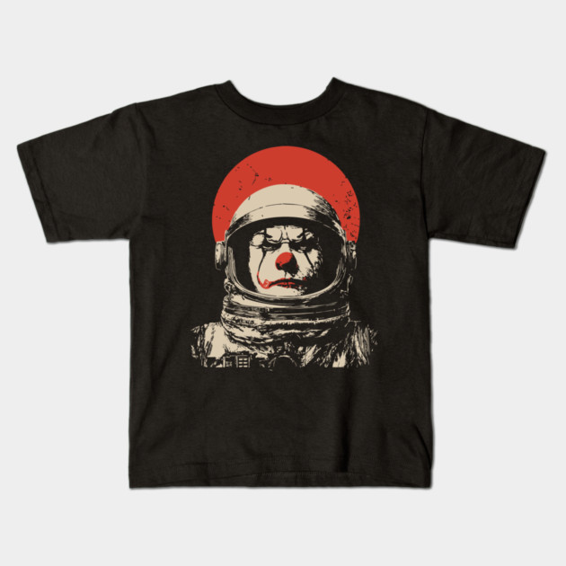 Creepy Cosmic Clown Astronaut Kids T-Shirt by TuncGK