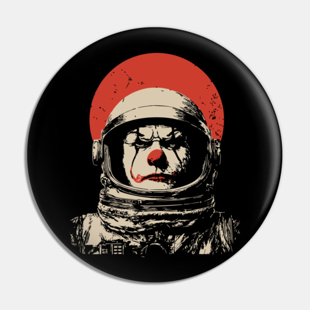 Creepy Cosmic Clown Astronaut Pin by TuncGK