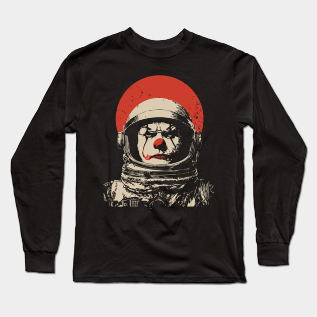 Creepy Cosmic Clown Astronaut Long Sleeve T-Shirt by TuncGK