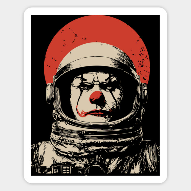 Creepy Cosmic Clown Astronaut Magnet by TuncGK