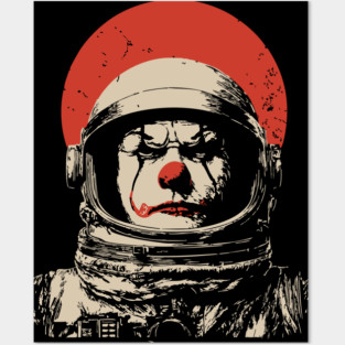 Creepy Cosmic Clown Astronaut Posters and Art
