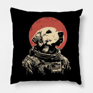 Cosmic Good Boy Retriever Astronaut Pillow