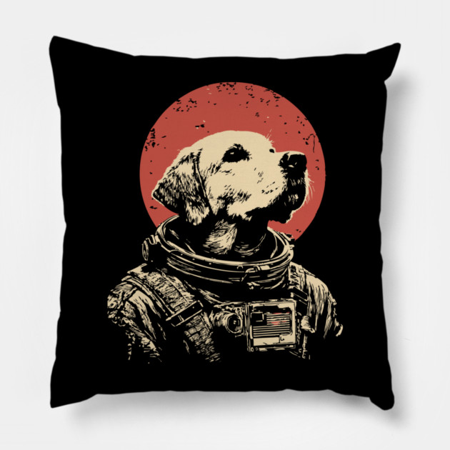 Cosmic Good Boy Retriever Astronaut Pillow by TuncGK