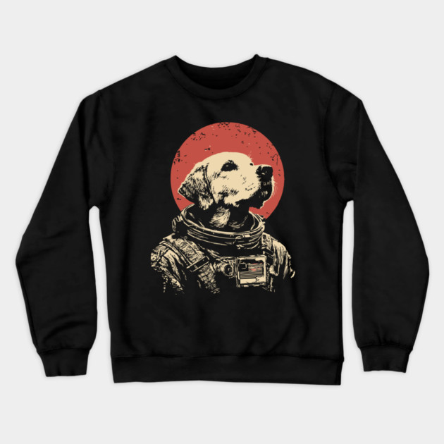 Cosmic Good Boy Retriever Astronaut Crewneck Sweatshirt by TuncGK