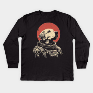 Cosmic Good Boy Retriever Astronaut Kids Long Sleeve T-Shirt