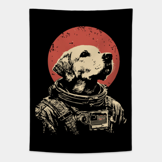 Cosmic Good Boy Retriever Astronaut Tapestry by TuncGK