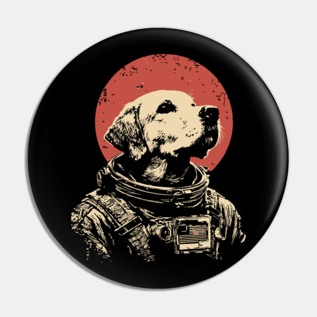 Cosmic Good Boy Retriever Astronaut Pin by TuncGK