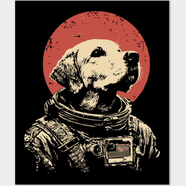 Cosmic Good Boy Retriever Astronaut Wall Art by TuncGK